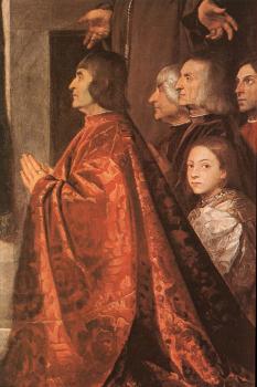 提香 Madonna with Saints and Members of the Pesaro Family detail